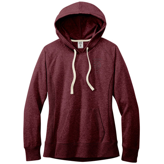DISTRICT WOMEN'S RE-FLEECE HOODIE Front Chest and Back